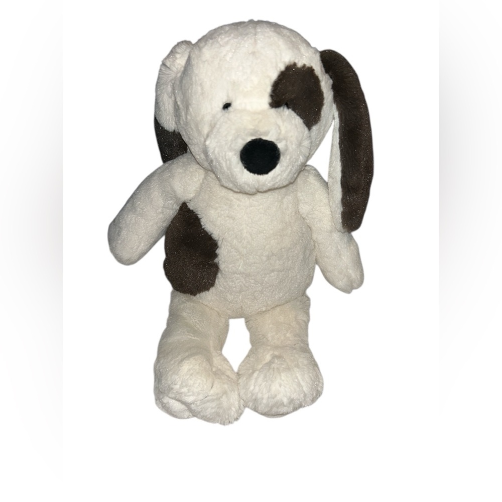 Pottery Barn Kids MILES Puppy Dog Plush Cream Brown Spots Stuffed Animal